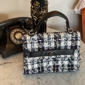 Madden Stylish Tweed Satchel with Black Handle